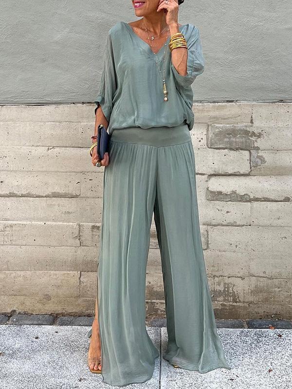 2024 Summer Women's Solid Color Chiffon Set - European & American Fashion