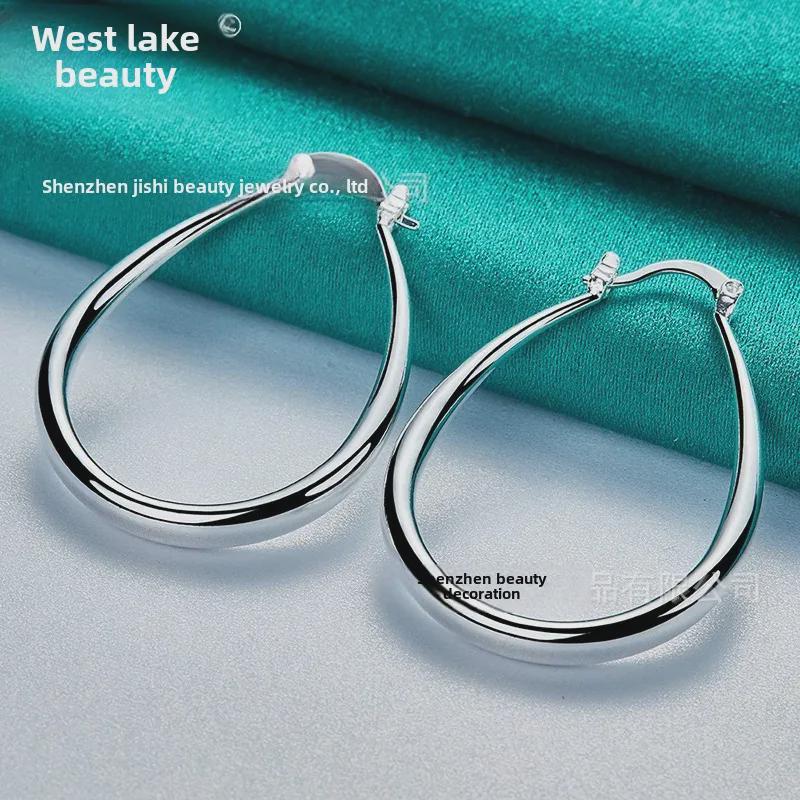 

Silver U-Shaped Hoop Earrings - Women s Jewelry by West Lake Beauty