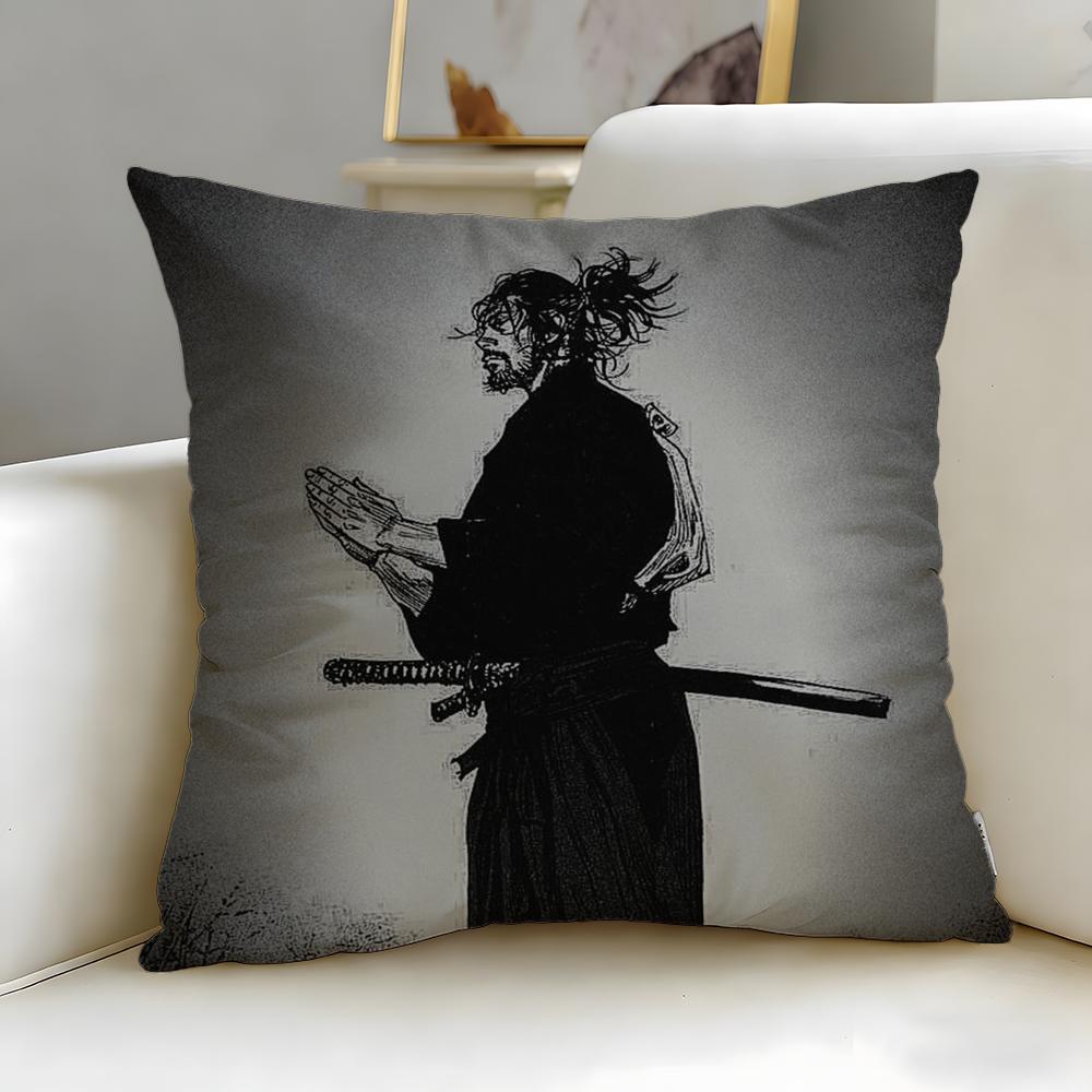 classic manga Vagabond Cushion Cover Soft  EasyWash Pillow Case  Versatile for Couch Bed Travel and Office