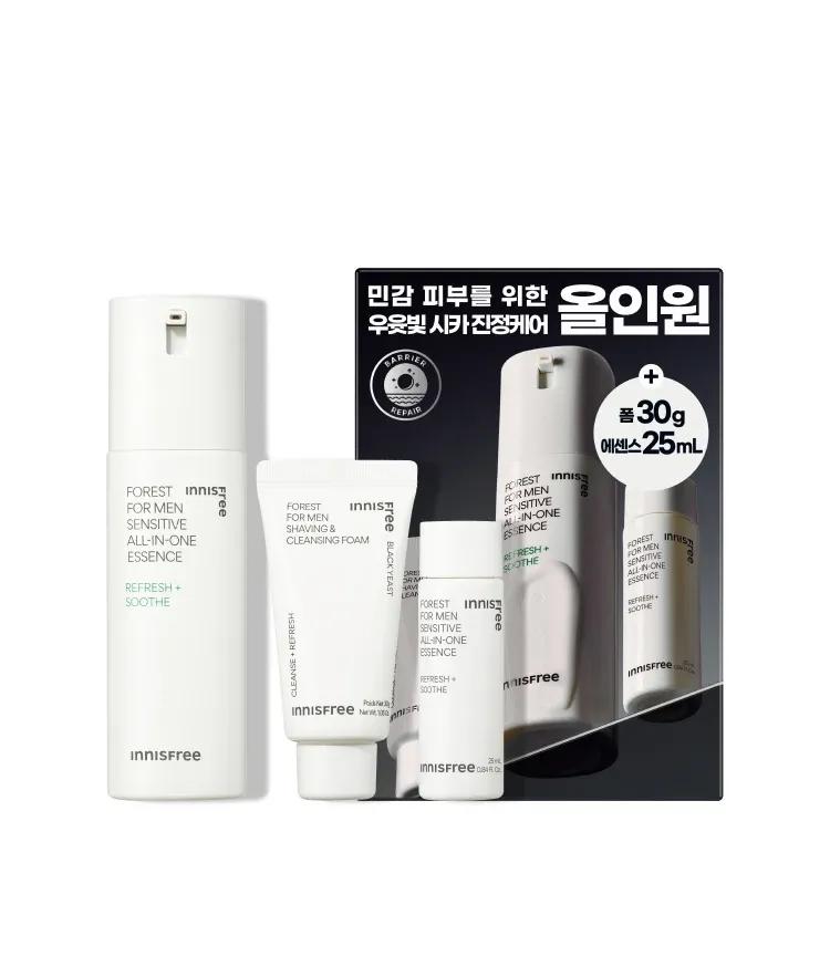 

Innisfree Forest For Men All-In-One Essence Set Pore Care / Sensitive Men’s Skincare Kit (100mL + 25mL + Foam Cleanser 30g) Sensitive