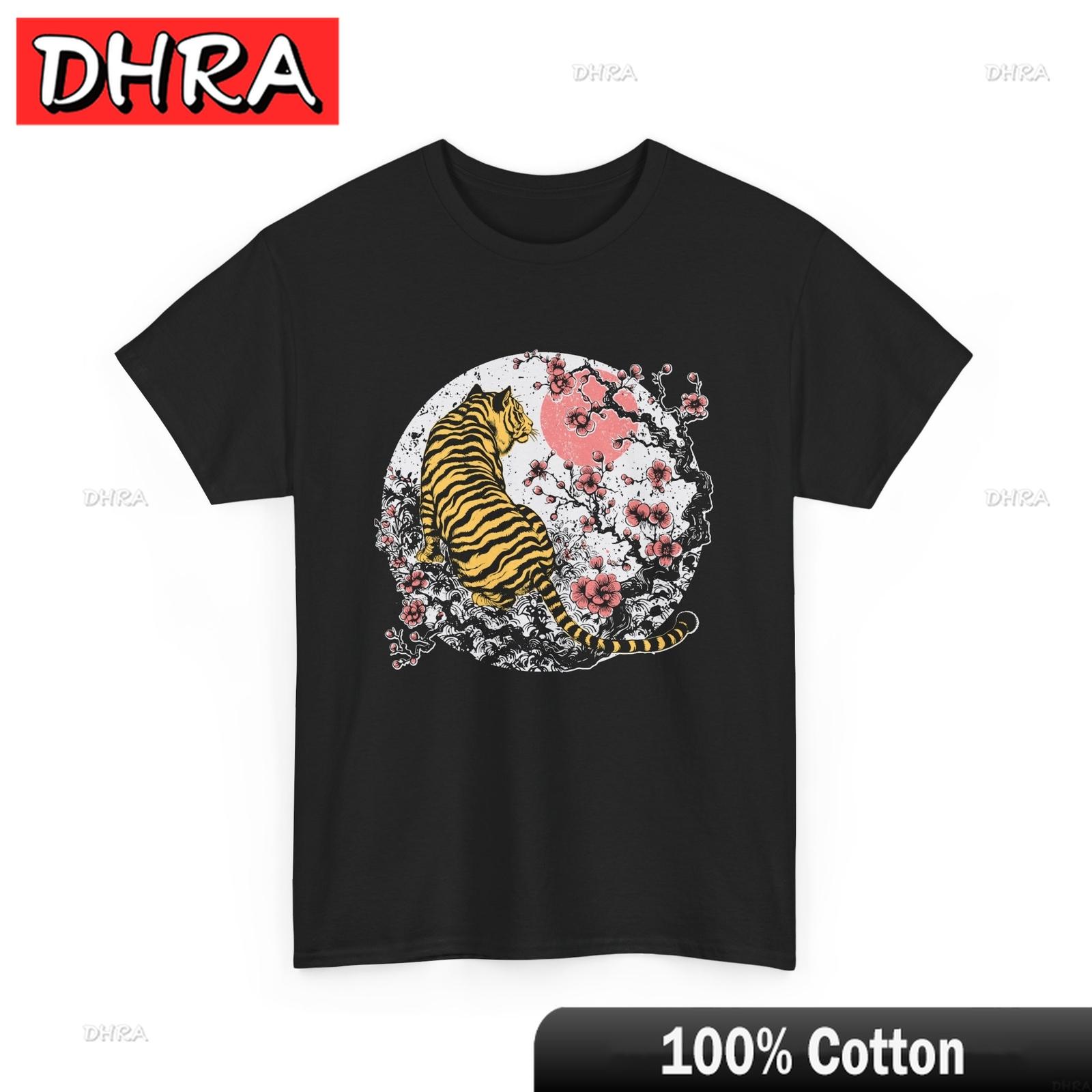 Retro Japanese Tiger Sakura TShirt Traditional Japan Zen Buddhist Shirt  Comfy Funny Tshirts Creative Retro Aesthetic Tee Shirt S
