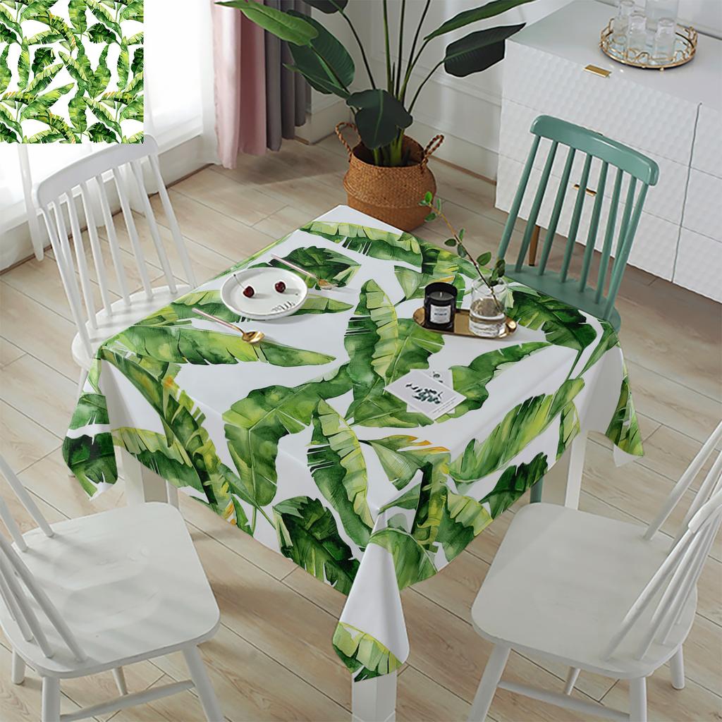 Față de masă rezistentă la apă, frunze de plante tropicale de banane, decorațiuni de nunta