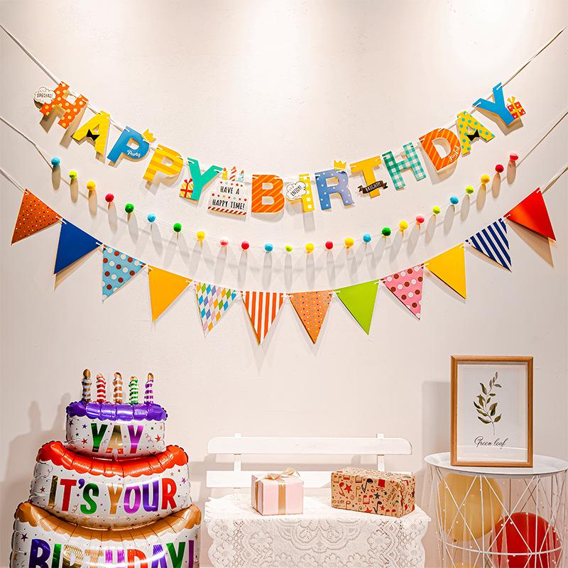 First Birthday Pom-Pom Bunting & Photo Banner for Boys and Girls