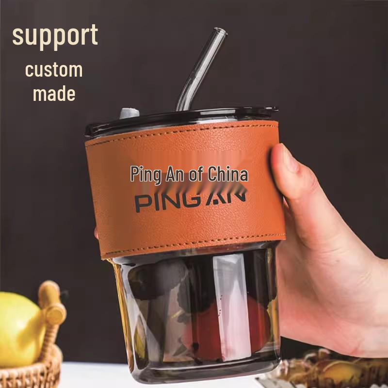 Bamboo Joint Double Drink Glass with Lid - Customizable Logo Coffee Cup