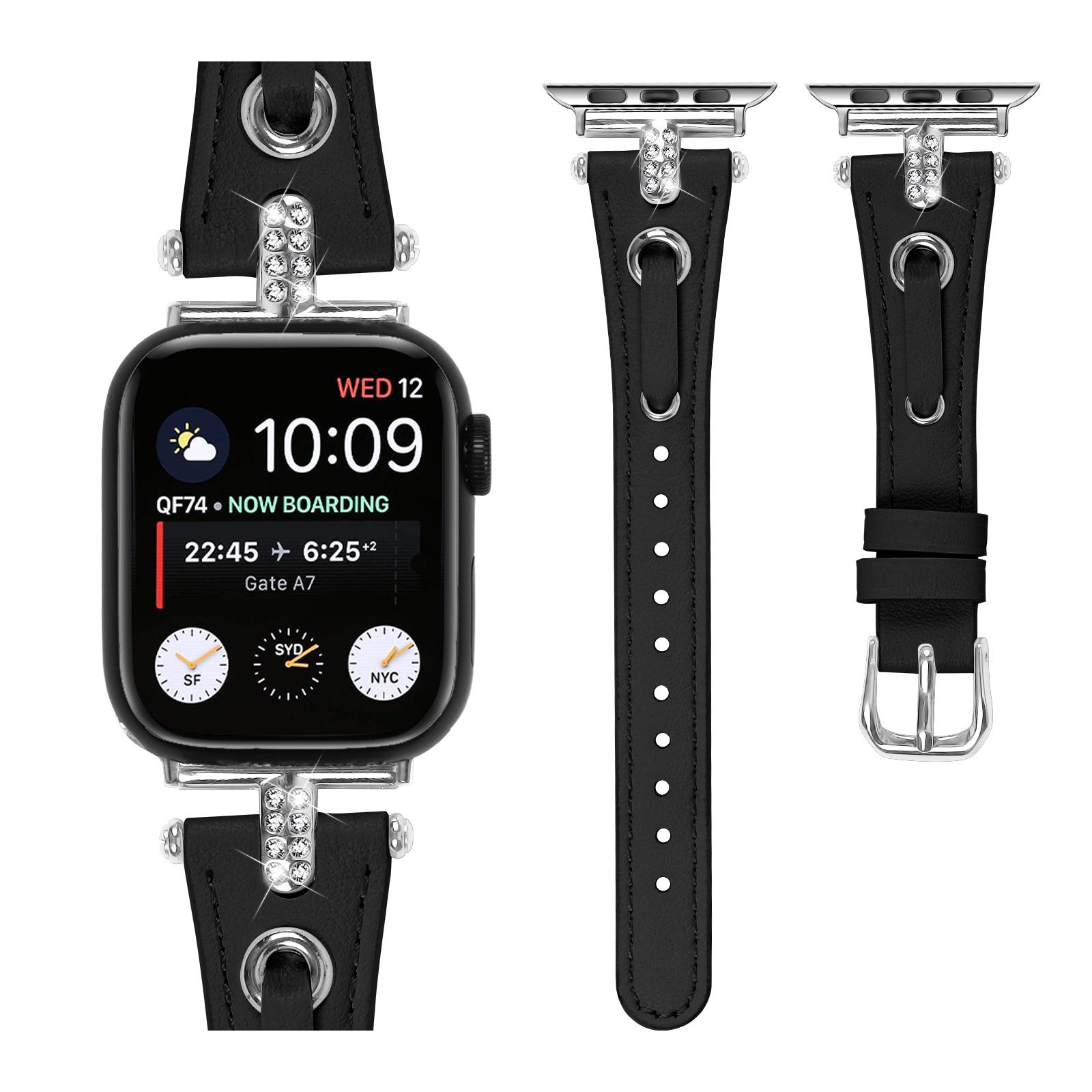 

For Apple Watch 10 46mm/Ultra 2/Ultra 49mm/9 8 7 45mm/SE (2023) SE (2022) SE 6 5 4 44mm/3 2 1 42mm Silver Buckle Watch Strap Brown