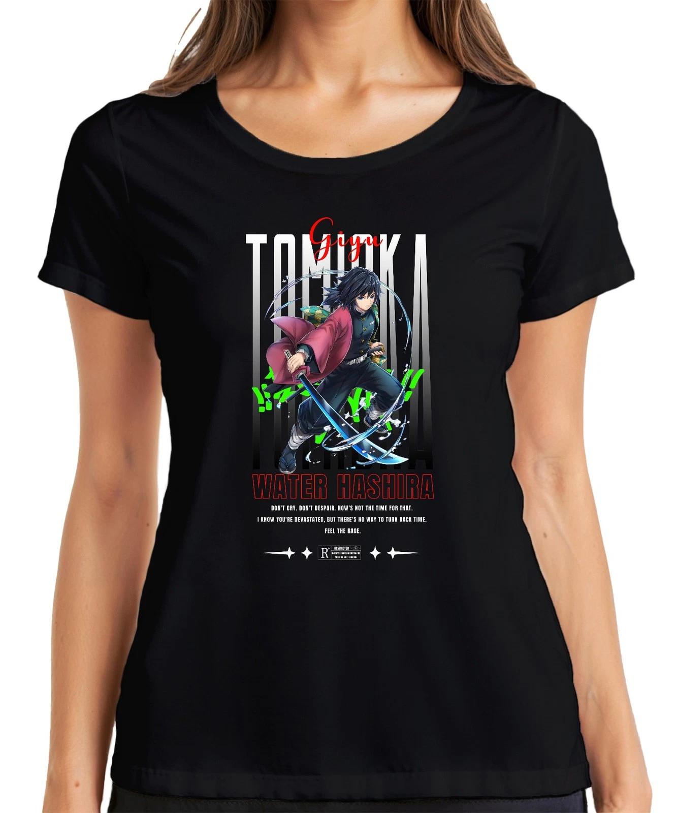 Giyu Tomioka Demon Slayer Water Hashira Katana Anime Cosplay Damen T-Shirt L