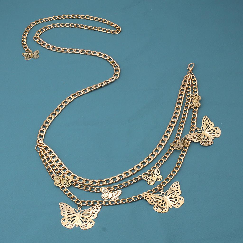 Blingbling Waist Belt Stylish Carved Butterfly Waist Chain Belt Elaborate Chain Belly Chain for Belly Dance Waist Chain