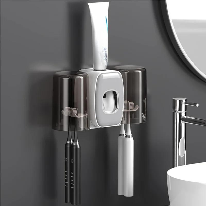 Toothbrush Holders for Bathrooms Toothbrush Holder Wall Mounted Toothpaste Dispenser for Kids Automatic Tooth Brushing Holder Ba