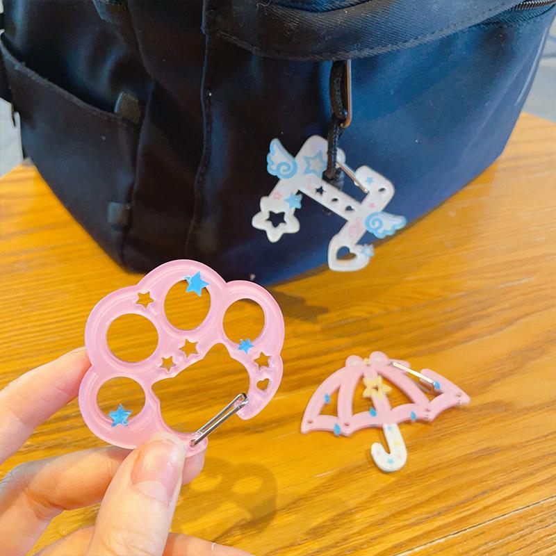 Kawaii Japanese Acrylic Cartoon Keychain with Irregular Carabiner Buckle
