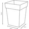 Square Medium-Height Flower Pot - EDA - Tuscany - 40 Cm - 51 L - 39 X 39 X H. 53 Cm - Jean Blue
