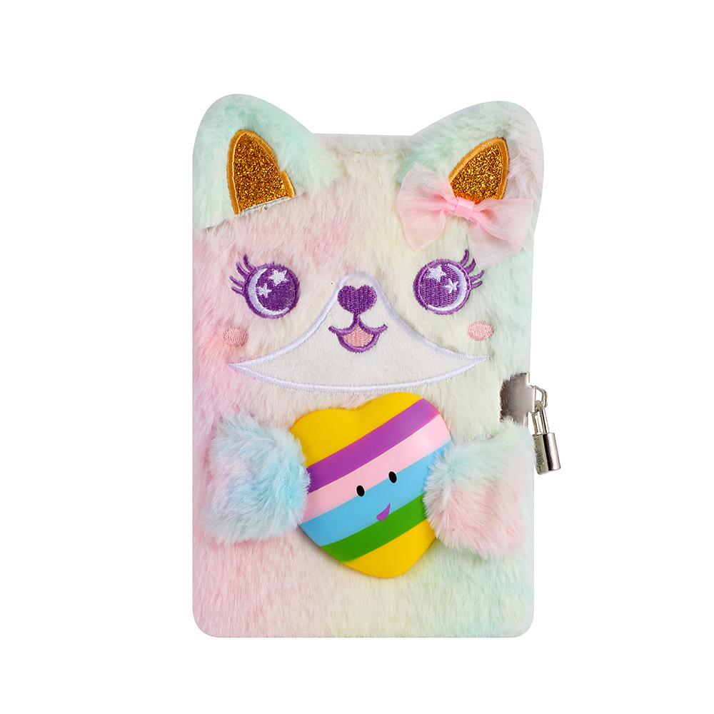 A5 Cartoon Plush Children's Diary with Lock - Cute Girls' Journal for Stress Relief and Gifting