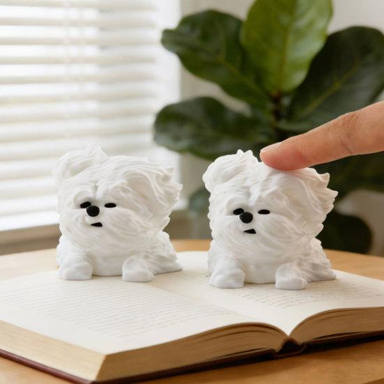 3D Printed Messy Puppy Figurine, Cute Dog Statue with Scruffy Fur, Matte White Mini Sculpture, Funny Animal Ornament for Office Home