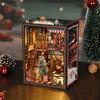 NEW DIY Book Nook Wooden Miniature Model Kits Christmas Shop Bookend 3D Puzzle With Light Bookshelf for Friends Birthday Gifts