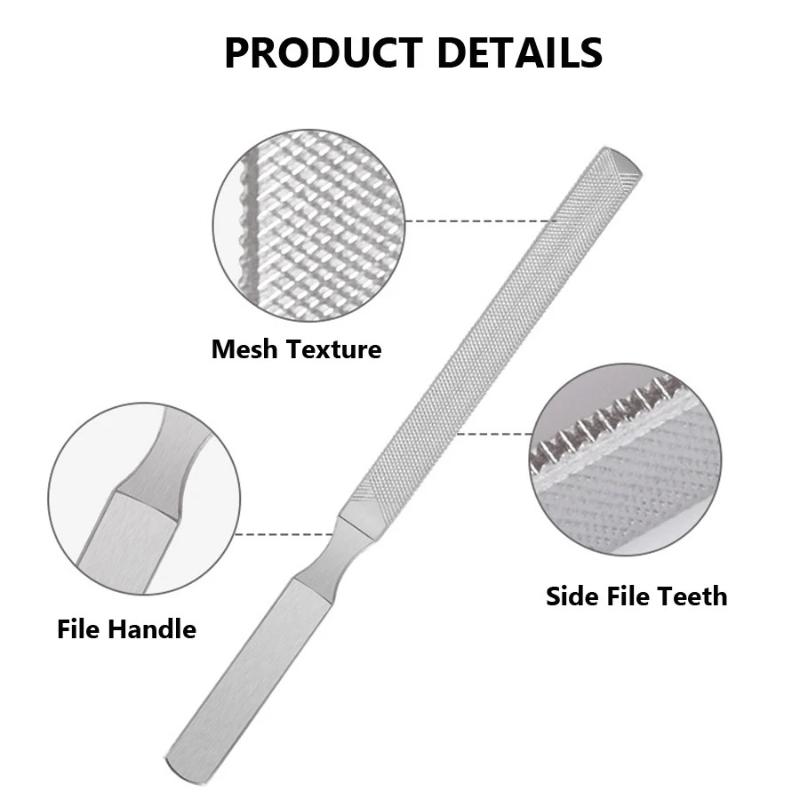 Four-Sided Stainless Steel Nail File Long Lasting Portable Manicure Tool for Polishing Shaping Nail Art DIY Travel Daily Use