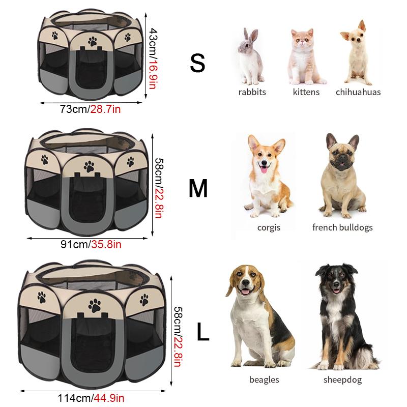 Achteckiges Haustierzelt, faltbar, tragbares Katzen- und Hundenest aus Oxford-Stoff, für den Außenbereich, einfache Bedienung, große Hundekäfige, Katzenzäune