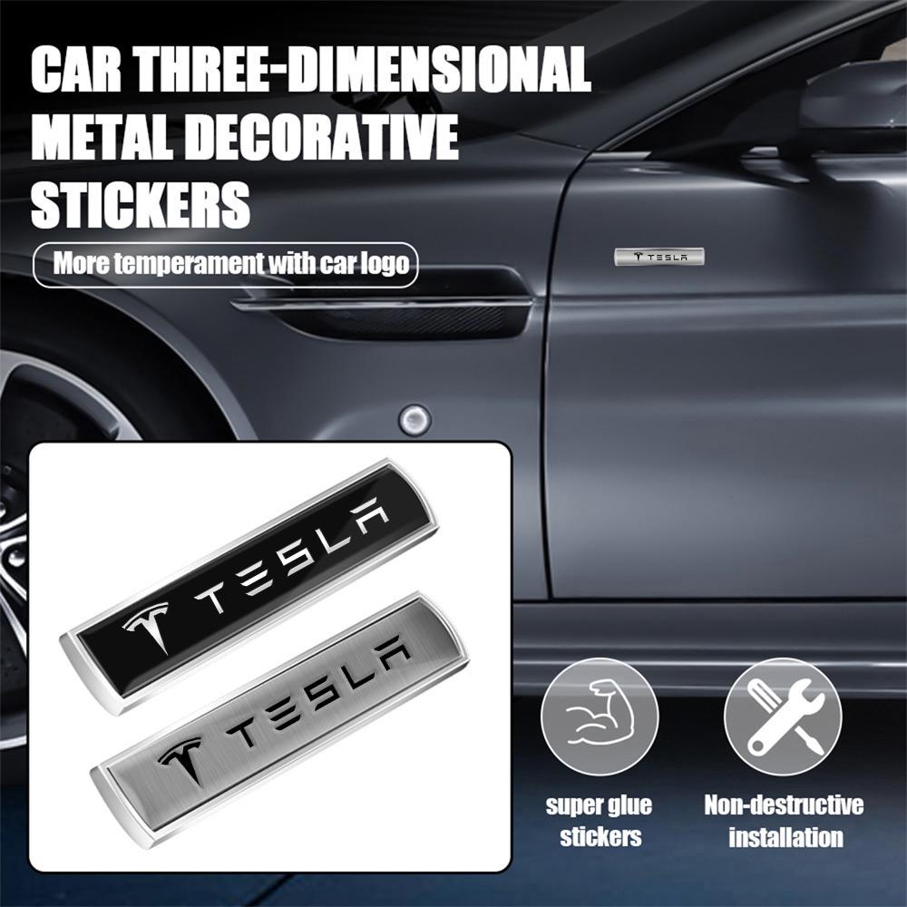 2 Stück Auto Logo 3D Metall Karosserie Kotflügel Seitenfenster Abzeichen Aufkleber Für Tesla Model 3 Model S Model X Coil Mod WYE K80 Roadster