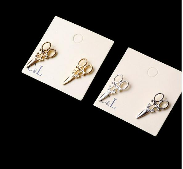 Korean Style Hollow Scissors Stud Earrings - Simple & Fashionable Dangle Accessories золотой