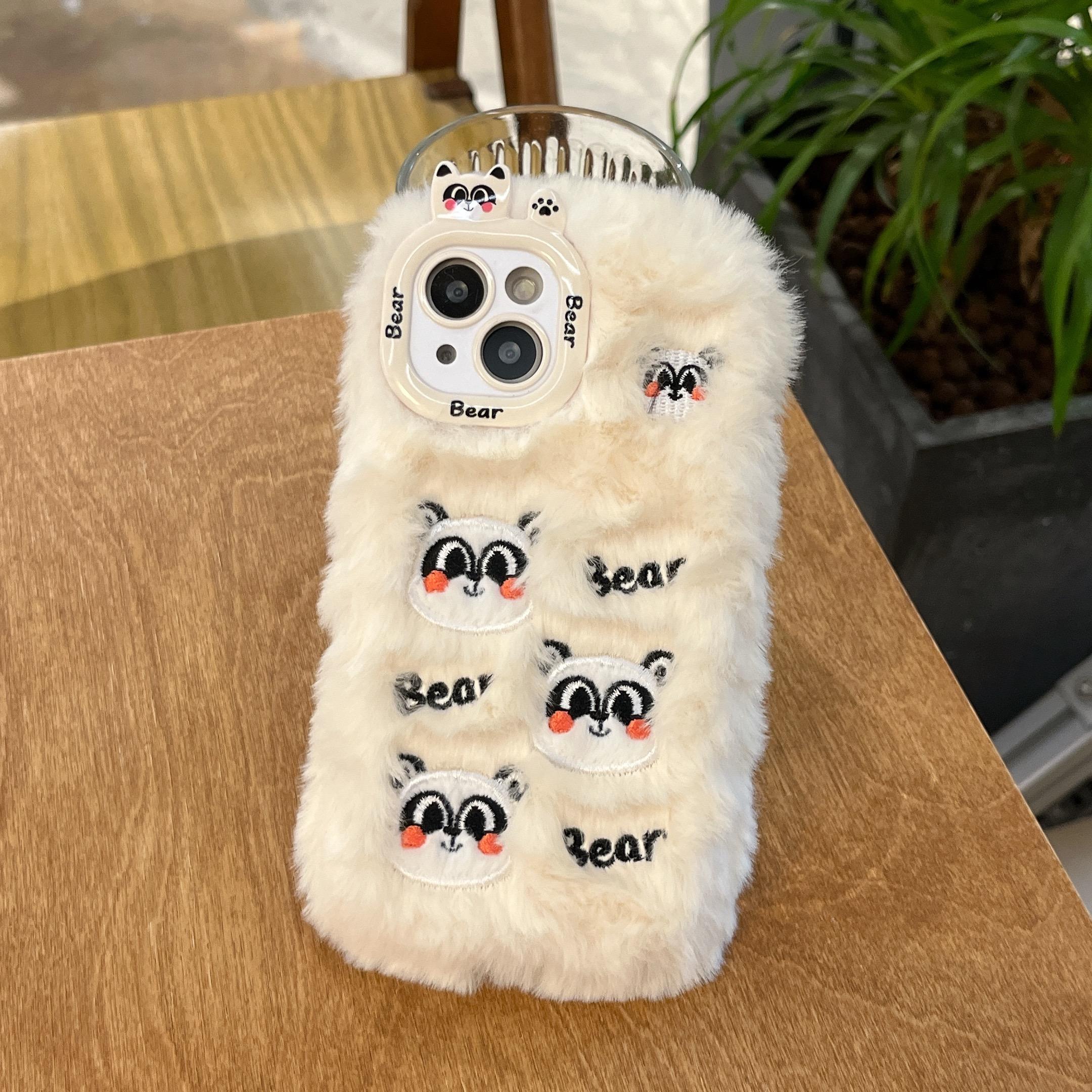 

Новый чехол для телефона с вышитой пандой, мультяшный милый плюшевый чехол для телефона, аксессуары для iPhone 16, 15, 14, 13, 12, 11 Pro Max For iPhone 15 Pro Max