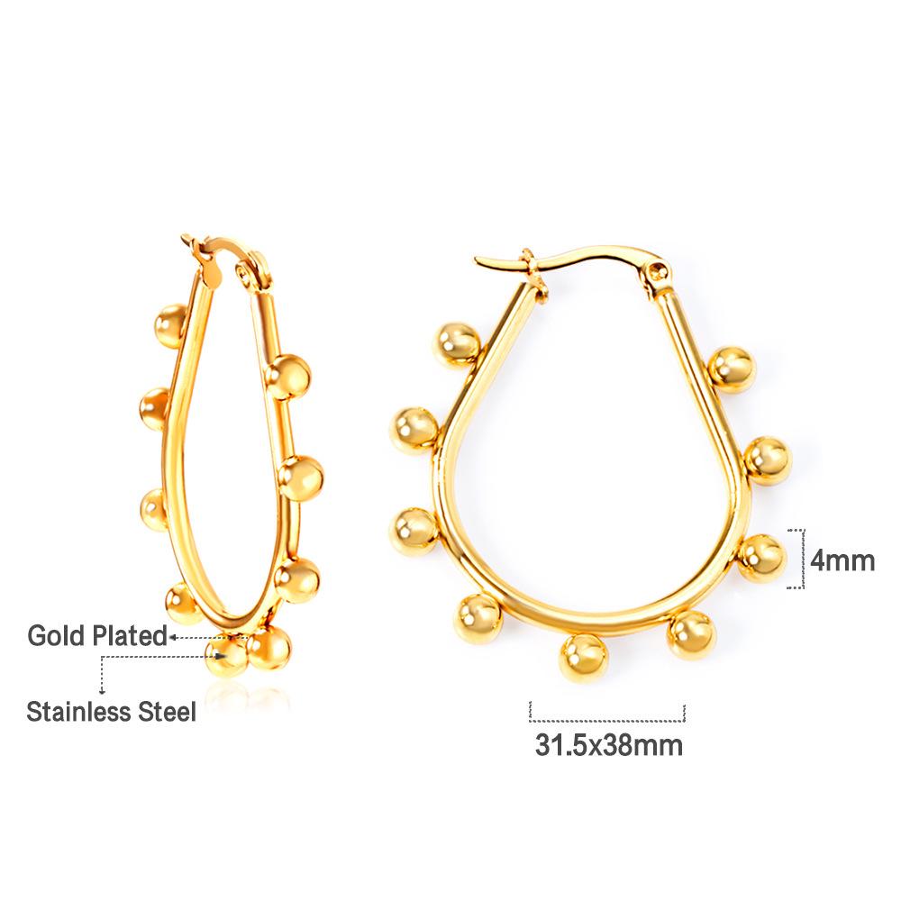 Luksusowe europejskie i amerykańskie kolczyki koła ze stali nierdzewnej z koralikami ze stali