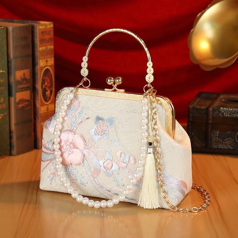 New Chinese rich flower cheongsam bag women's high-end big flower handbag retro style messenger bag tide