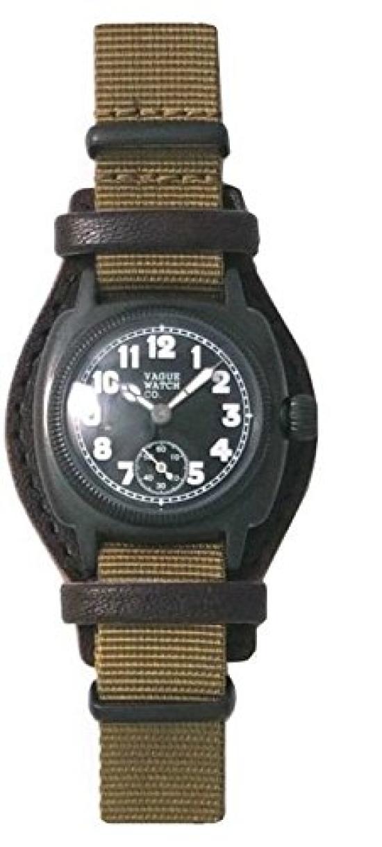 

[Vague Watch Company] Wristwatch COUSSIN COAL MIL (Cushion Coal Mil) GUIDI & ROSELLINI with leather base CO-L-007-09BK Brown