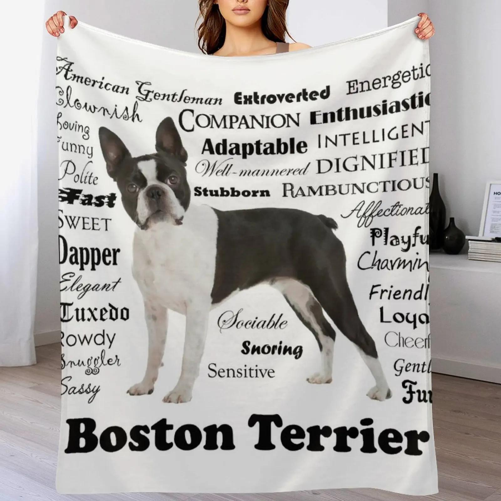 

Boston Terrier Traits Throw Blanket Lightweight Cozy Blanket for Bed Sofa 102x76cm(40x30in)