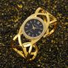 Vintage Cuff Watch for Women Open Bangle Analog Quartz Roman Numeral Dial Wristwatch