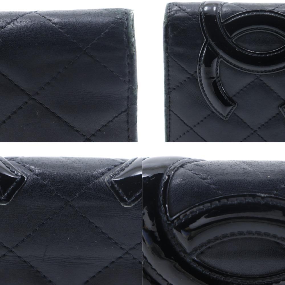 CHANEL Cambon line Purse A26717 Bifold black Calfskin Women Used