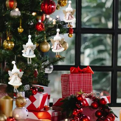 New Christmas Decorations Cute Doll Plush Angel Pendant Ornaments for Christmas Tree Home Party Holiday Hanging Xmas Decor