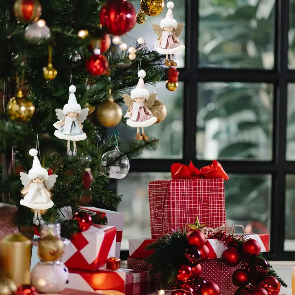 New Christmas Decorations Cute Doll Plush Angel Pendant Ornaments for Christmas Tree Home Party Holiday Hanging Xmas Decor