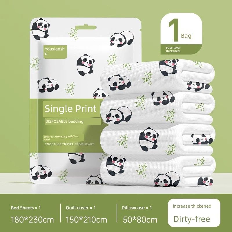 

Pure Cotton Times Hotel Disposal Bed Sheet Duvet Cover Pillowcase Quilt Cover Four-Piece Travel Travel Thickened Double Single * Other Dimensions Panda Single Suit