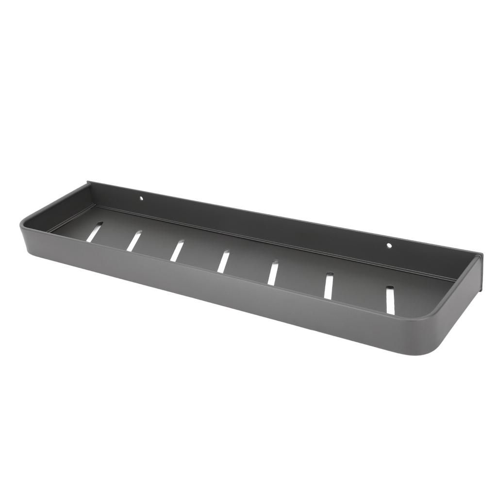Shower Caddy Space Aluminum Rustproof Smoothing Simple Black Sturdy Bathroom Wall Shelf with 5 Hooks for Kitchen Laundry