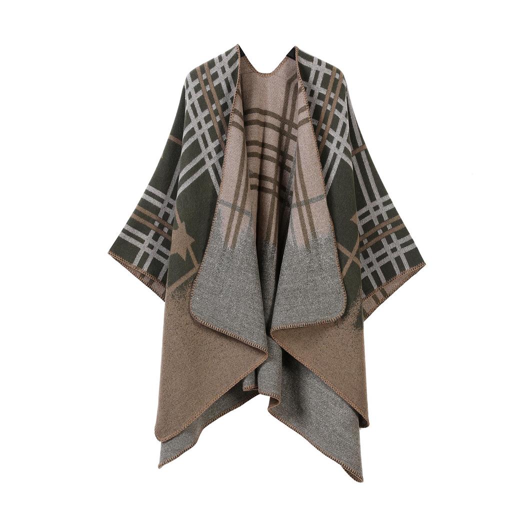 In-Stock Women's Double-Sided Tassel Shawl Cape - Classic Style, High-End, Warm, Perfect for Travel.