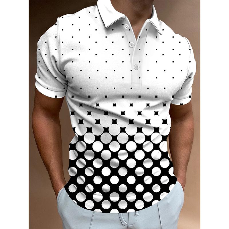 

2024 Новая мужская летняя модная повседневная рубашка поло с коротким рукавом с 3D цифровым принтом, мужская рубашка поло для гольфа. XL белый