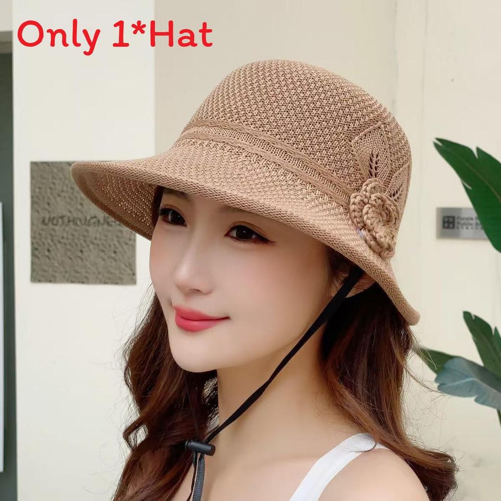 Sun Protection Hat For Women With Embroidered Flower Pattern Outdoor Summer Foldable Breathable Polyester