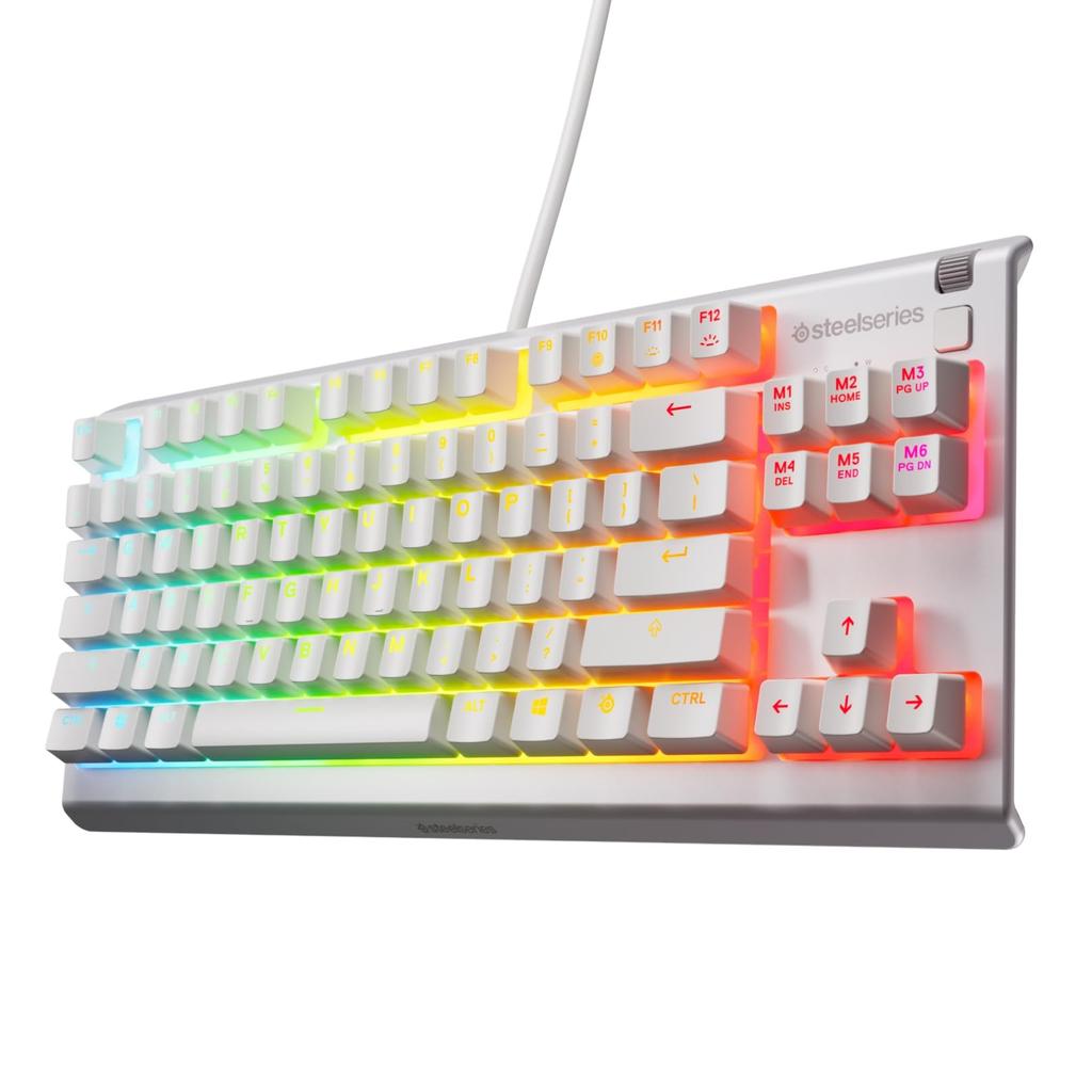 SteelSeries Gaming Keyboard Tenkeyless Wired Apex 3 TKL White US English Layout Silent Switch IP32 Water Resistant 24 Key Simultaneous Press Support