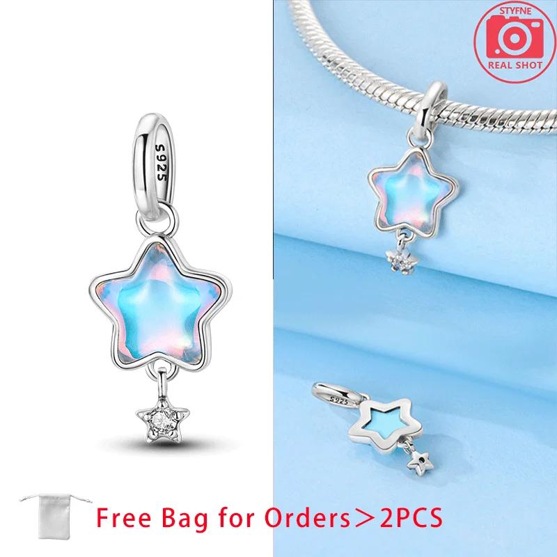 

Оригинальные медные шармы Розовый месяц Кот Звезда Сердце Любовь Циркон Бусины Подвеска Подходят для браслета-ожерелья DIY Женские украшения Синий подарок