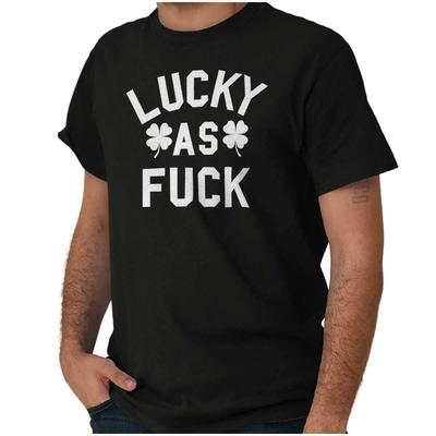 Lucky AF Funny Cool St Patricks Day Drinking Womens or Mens Crewneck T Shirt Tee
