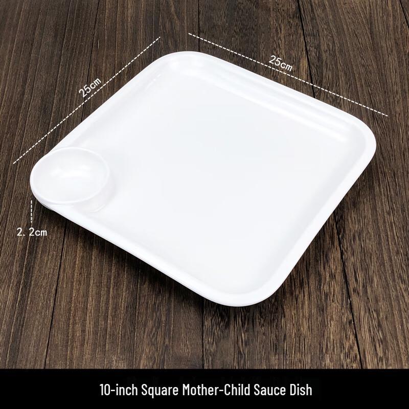 

10-inch Square White Ceramic Divided Plate