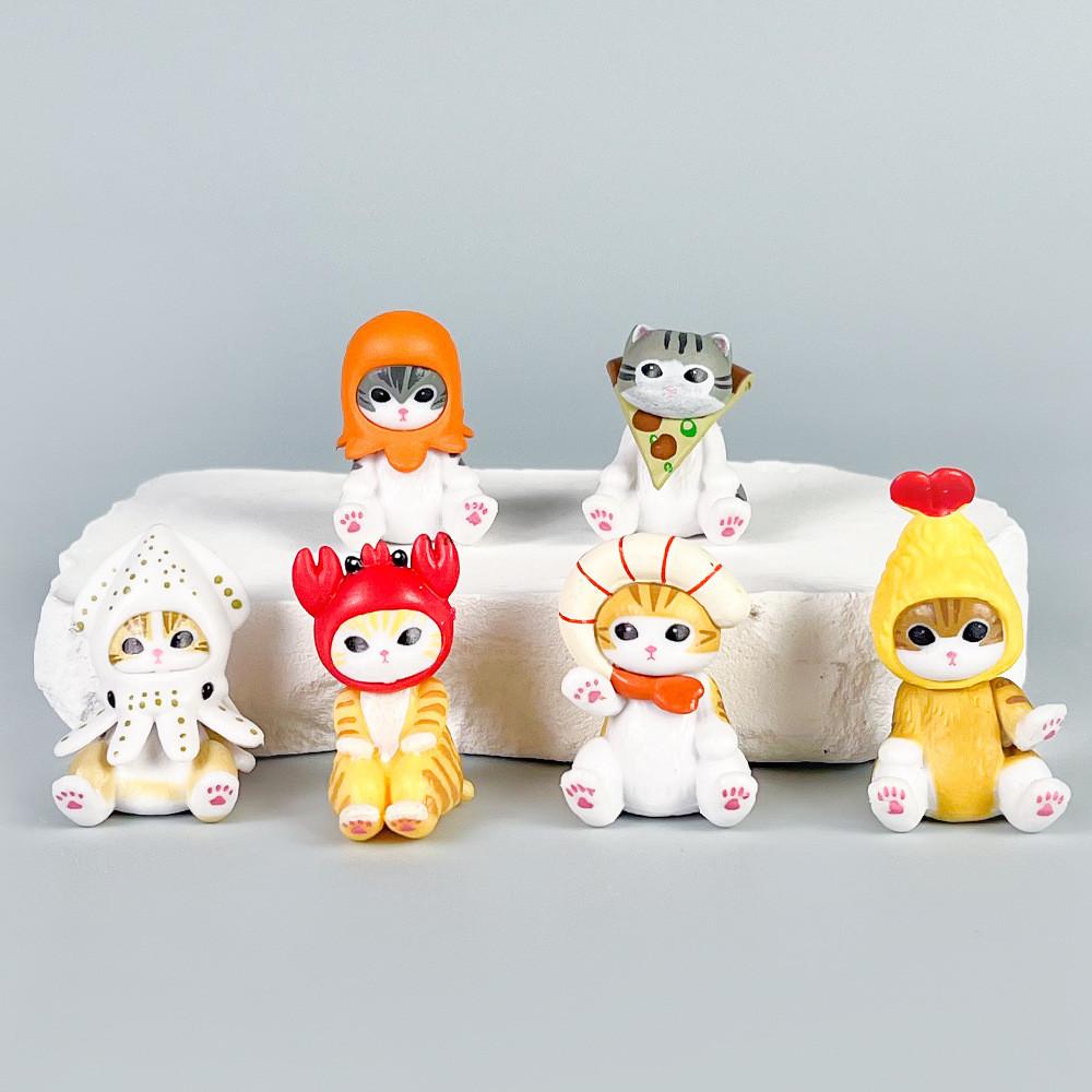 Mofusand Cute Cat Fried Shrimp Seafood Series Model Set Desktop Ornament For Collectors And Gift Enthusiasts