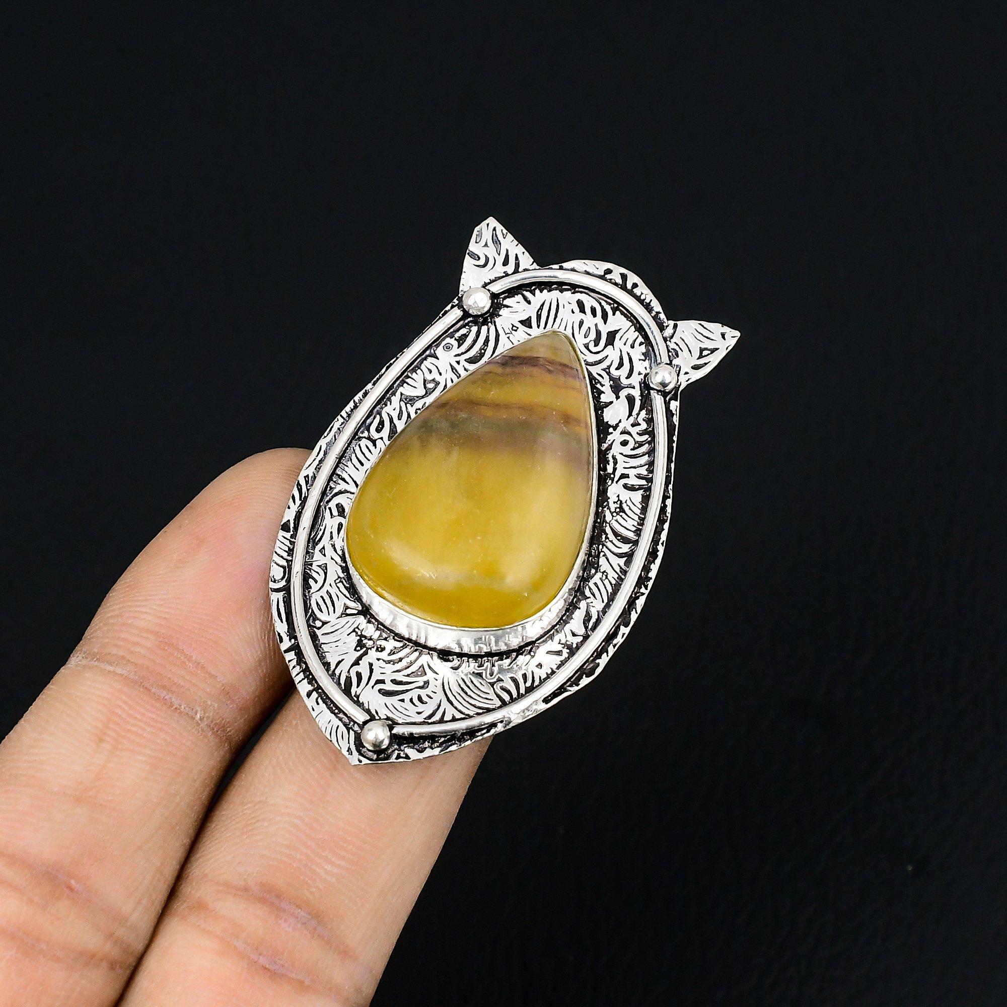 Friendship Day Deal 925 Silver Natural Multi Fluorite Trendy Ring Jewelry Size 6 6