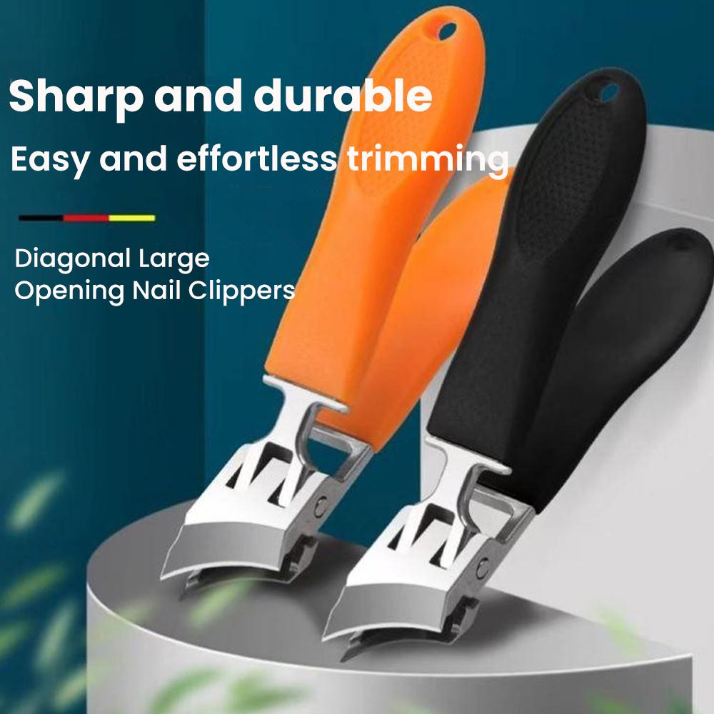 Slanted Nail Clippers Wide Jaw Opening Anti-Splash Nail Clipper Stainless Steel Toenail Cutter Diagonal Pliers Manicure Tools