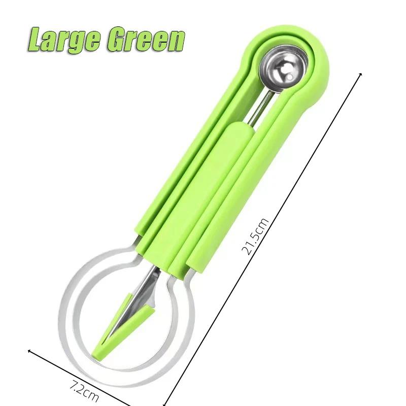 DIY 3 In 1 Watermelon Slice Cutter Scoop Fruit Carving Knife Cutter Fruit Platter Fruit Dig Pulp Separator Kitchen Accessories