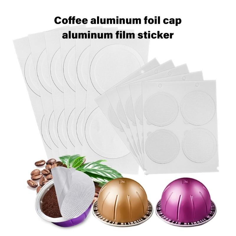 Pack of 100 Coffee Pods Foil Lids Set 62mm Coffee Pods Stickers Coffee Sealers Aluminum Foil Texture Coffee Pods Covers