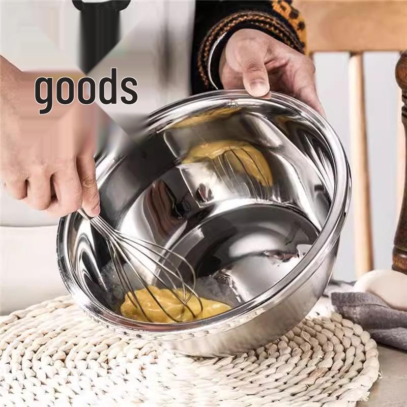 Bol Multiusage en Acier Inoxydable pour Mélanger, Laver, Cuisiner et Pétrir - Grand, Conception à Bord Roulé pour Usage en Cuisine