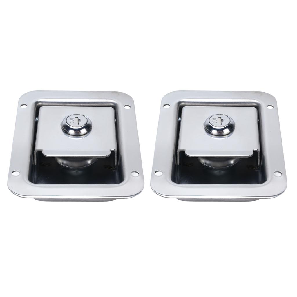 2 ST Släpvagn Paddel Dörrlås Handtag Rostfritt Stål RV Verktygslåda Paddel Panel Lås med Nycklar för Lastbil Husbil