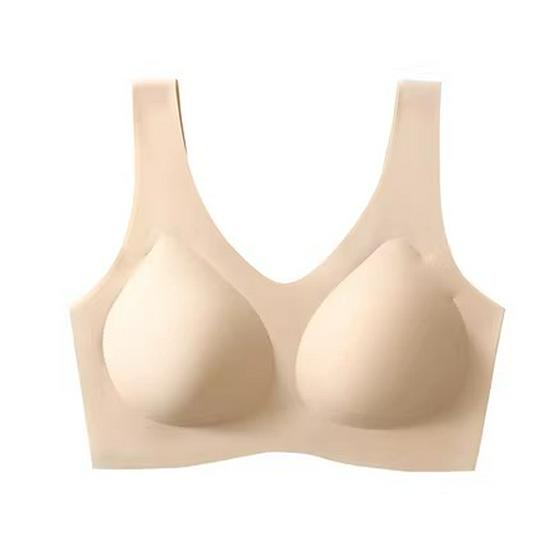 Seamless Invisible Skin-Tone Anti-Sagging Fixed Cup Bra for Women's Summer, Small Chest Decompression & Side Support.