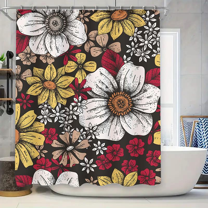 

Colorful Floral Shower Curtain Decorative Bathroom Waterproof Bath Mat Tapes Home Decor Accessories Modern Design W60H190(CM)-1 Pcs