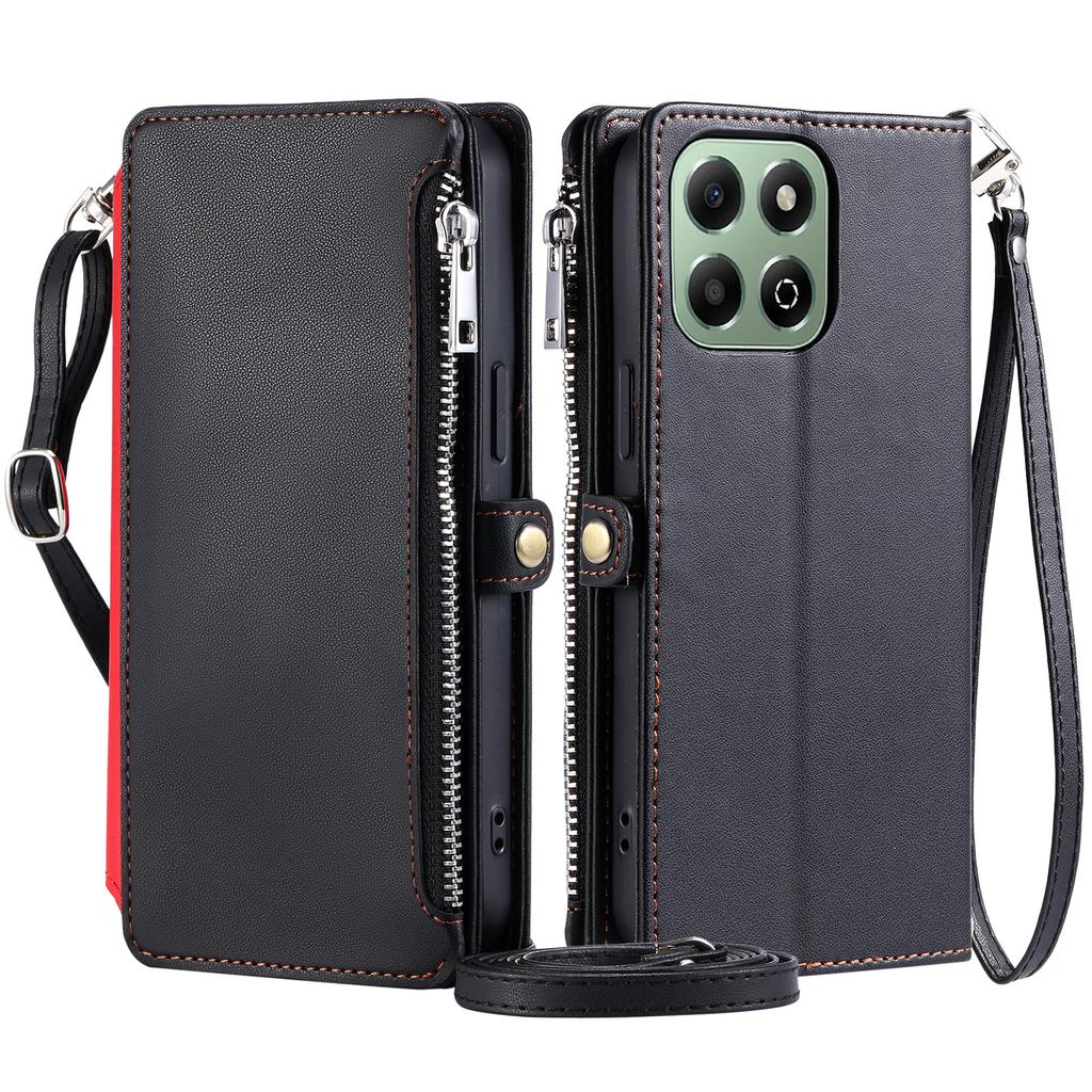 015 Style For Honor X6b 4G Case TPU+PU Leather Wallet Phone Cover with Straps