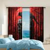 2 Pcs, Versatile Polyester Transparent Curtains for Home Decoration Red Skull & Eagle for Use In Bedrooms and Living Rooms